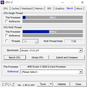 CPUZ Ryzen 5 3600 スコア