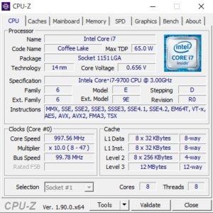 GALLERIA XT,ガレリアXT,Core i7-9700,CPU