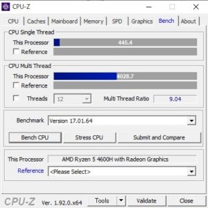 GALLERIA GR1650TGF-T,CPUZ,Ryzen 5 4600H