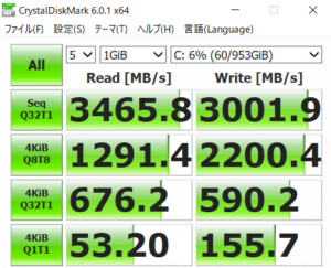 ドスパラ,raytrek R5,SSD,転送速度