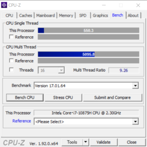 GALLERIA GCL2060RGF-T,CPU,性能,Core i7-10875H