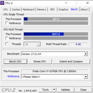 Core i7-10700K,CPUZ,G-Tune XM-Z,ベンチマーク