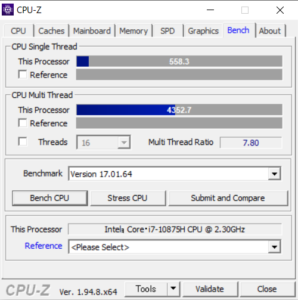 ドスパラ,ドスパラ,GALLERIA XL7C-R36,,Core i7-10875H,CPUZ