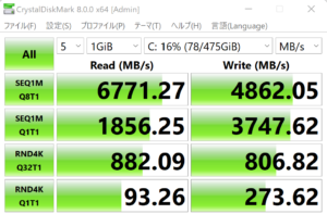 DAIV Z7,ストレージ,SSD,転送速度,実測値,レビュー,