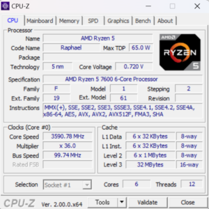 DAIV FX-A5G1B,レビュー,ブログ,評価,感想,口コミ,比較,おすすめ,Ryzen 5 7600,CPUZ,