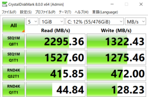 GALLERIA XL5R-R36 5600H,ドスパラ,レビュー,ブログ,評価,性能,感想,ベンチマーク,SSD,転送速度,実測